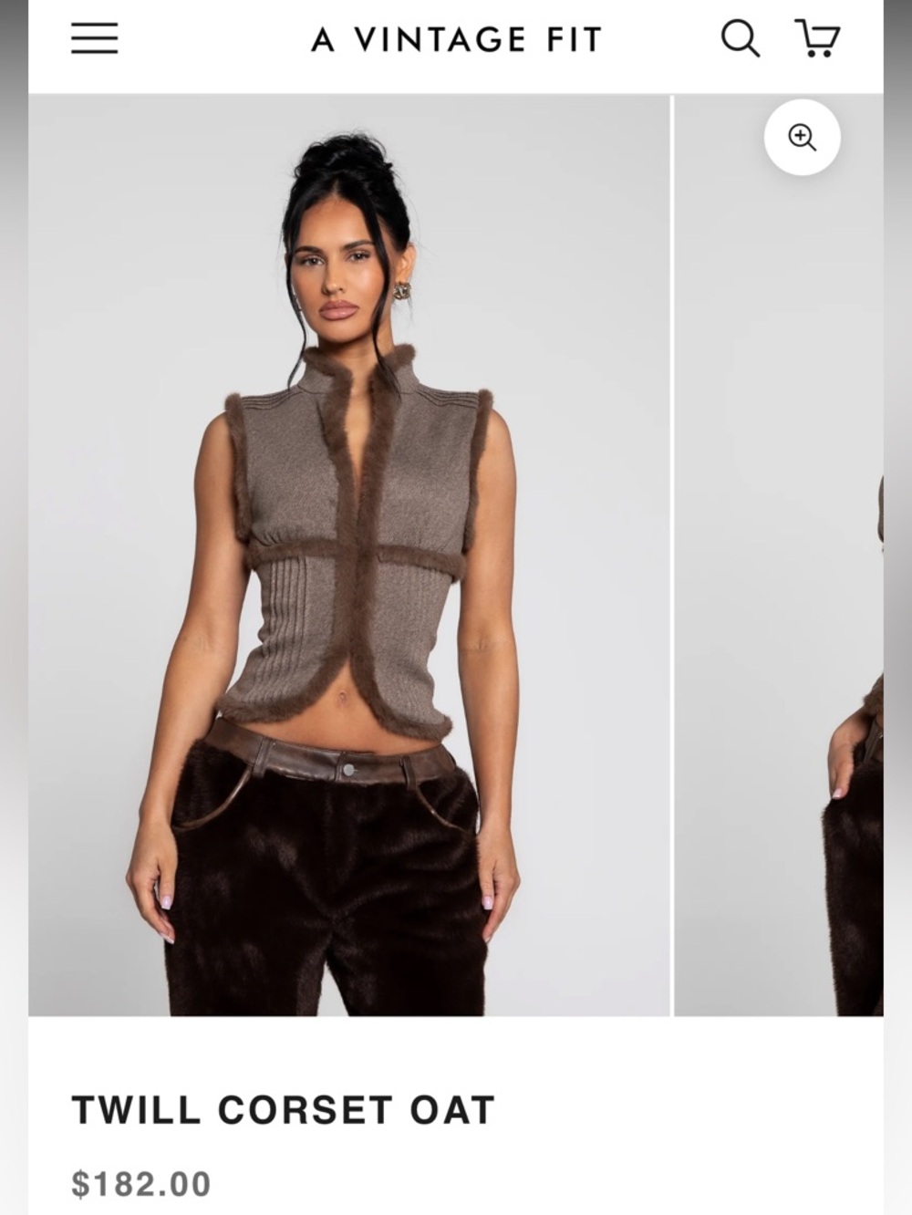 Vintage Twill Corset Oat Sleeveless Vest - Brown & Taupe